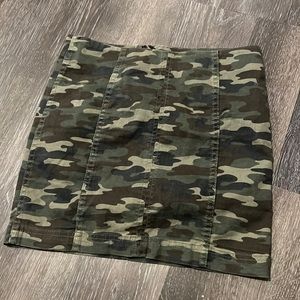 Free people camo denim skirt pencil